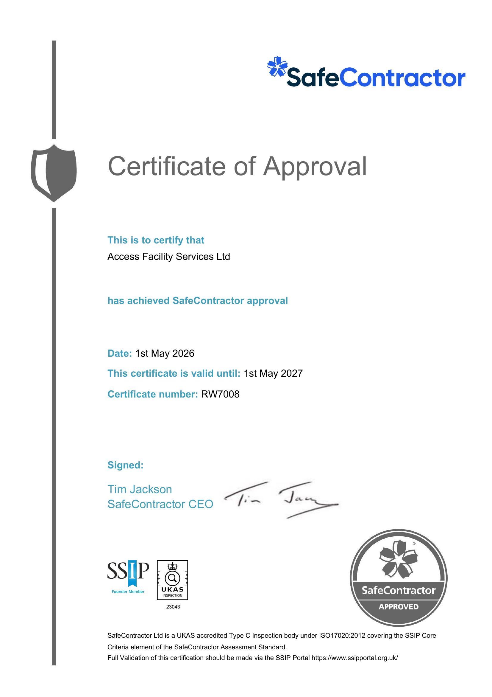 SafeContractor Accredited